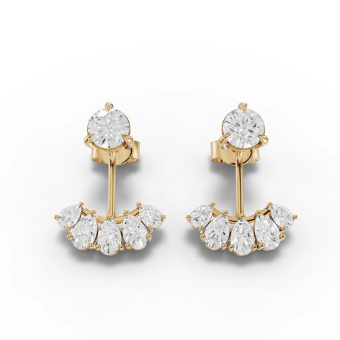 2.18CT Pear Round Lab Diamond Premium Crawler Earrings - Buvea Jewels
