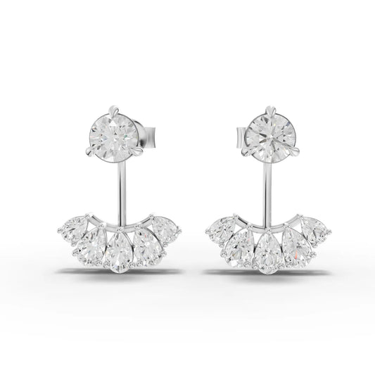 2.18CT Pear Round Lab Diamond Premium Crawler Earrings - Buvea Jewels