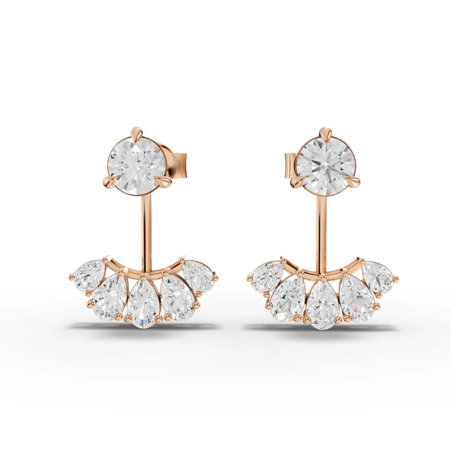 2.18CT Pear Round Lab Diamond Premium Crawler Earrings - Buvea Jewels