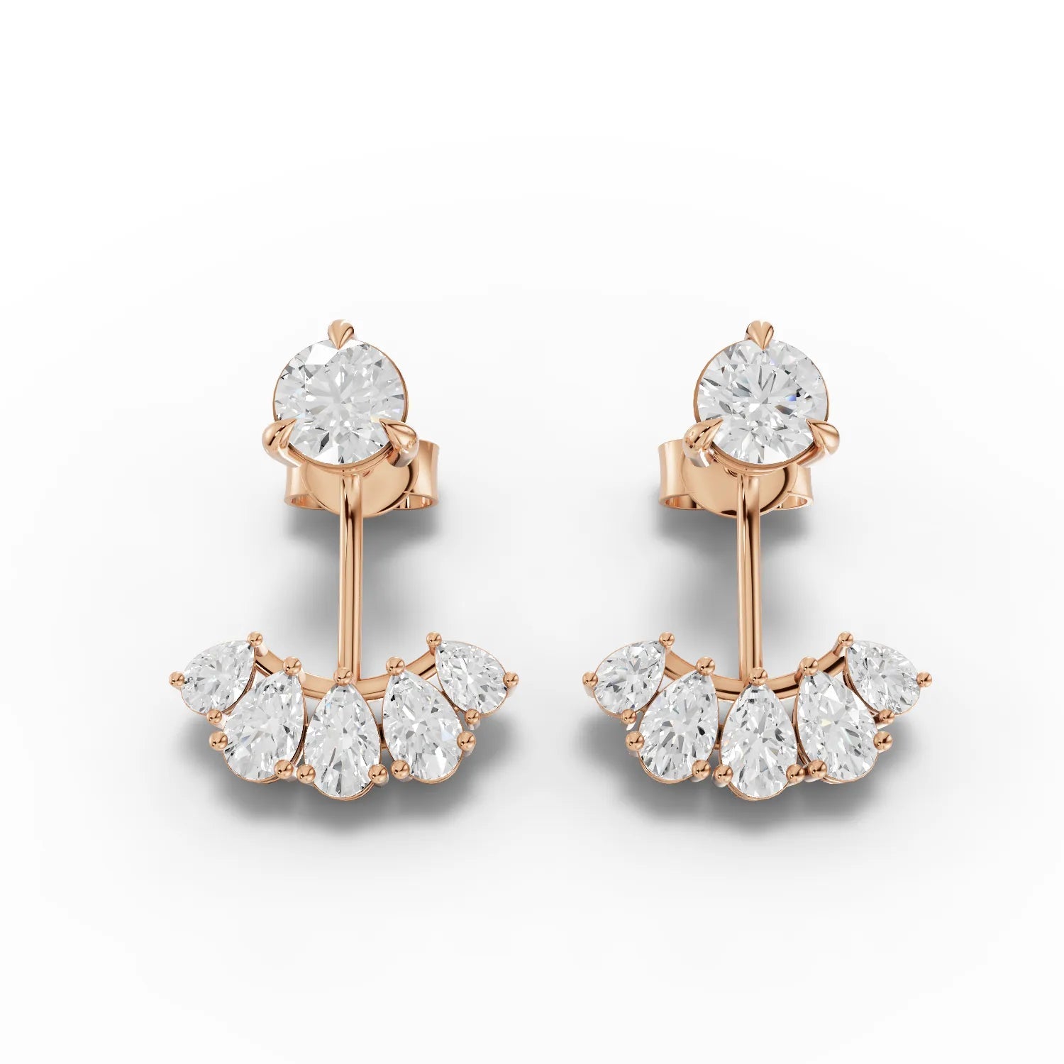 2.18CT Pear Round Lab Diamond Premium Crawler Earrings - Buvea Jewels