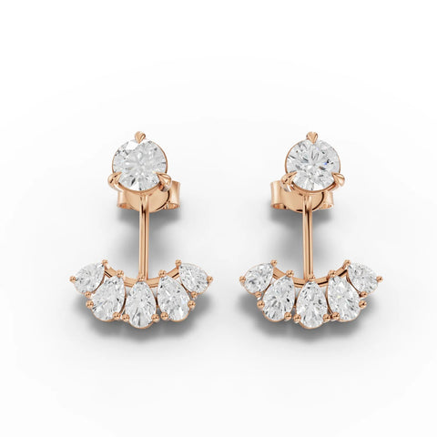 2.18CT Pear Round Lab Diamond Premium Crawler Earrings - Buvea Jewels