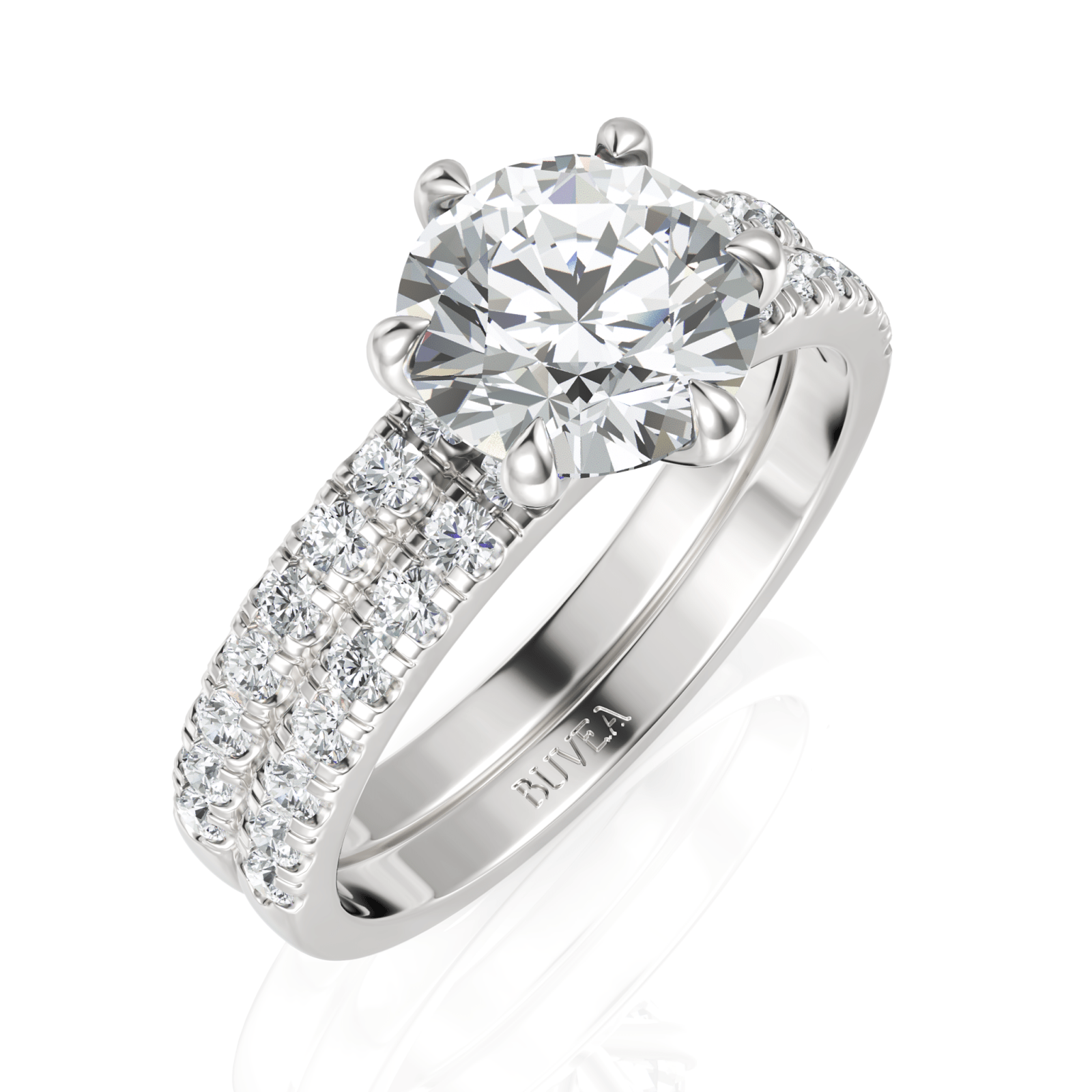 2.1CT Round Lab Diamond Premium Bridal Set Ring - Buvea Jewels