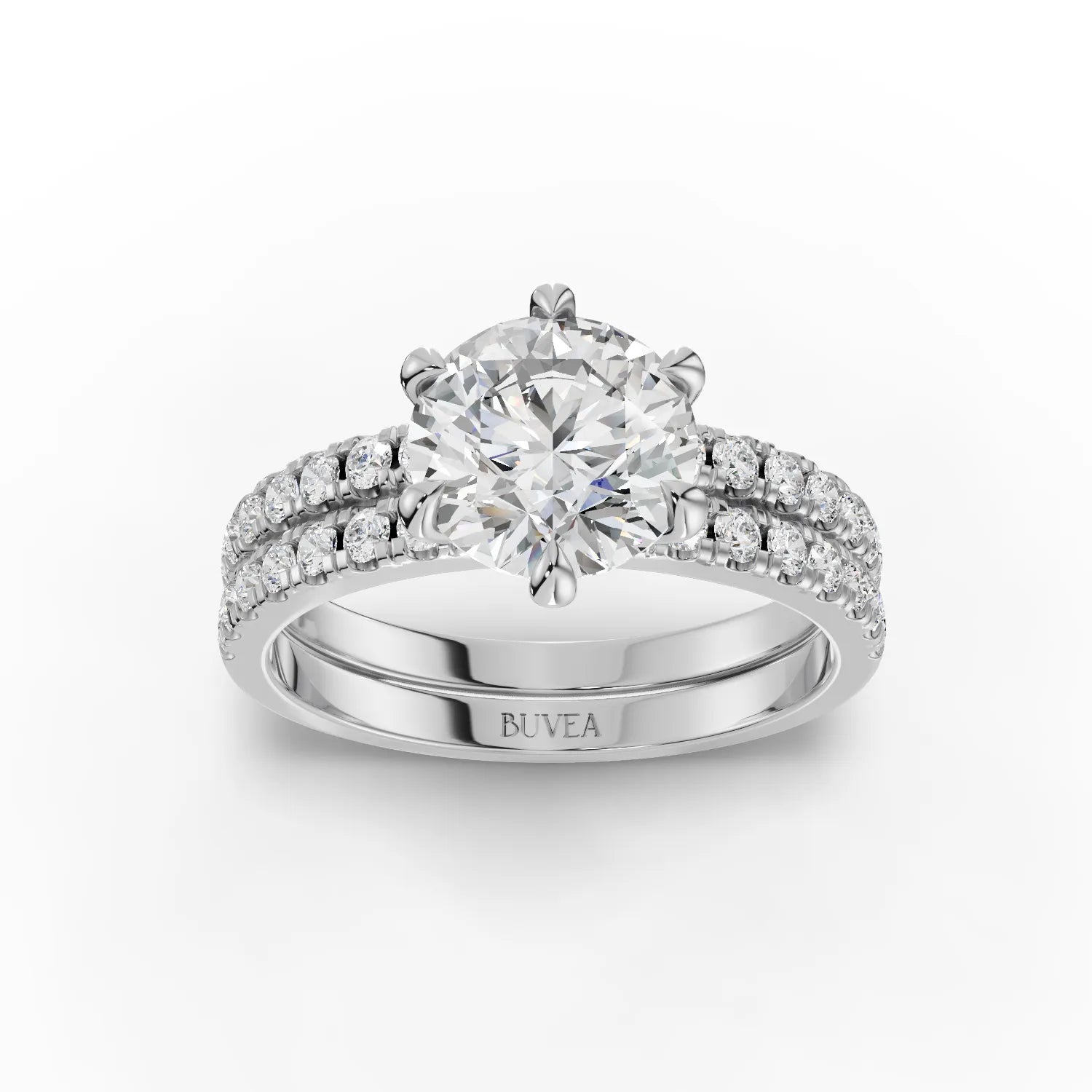 2.1CT Round Lab Diamond Premium Bridal Set Ring - Buvea Jewels