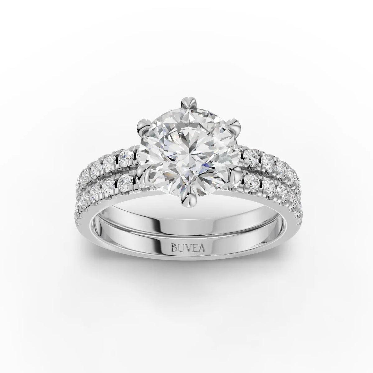 2.1CT Round Lab Diamond Premium Bridal Set Ring - Buvea Jewels
