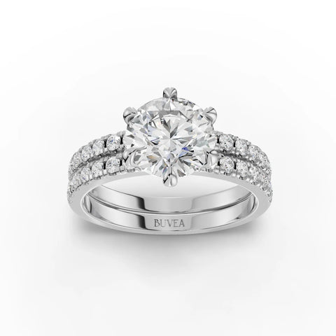 2.1CT Round Lab Diamond Premium Bridal Set Ring - Buvea Jewels
