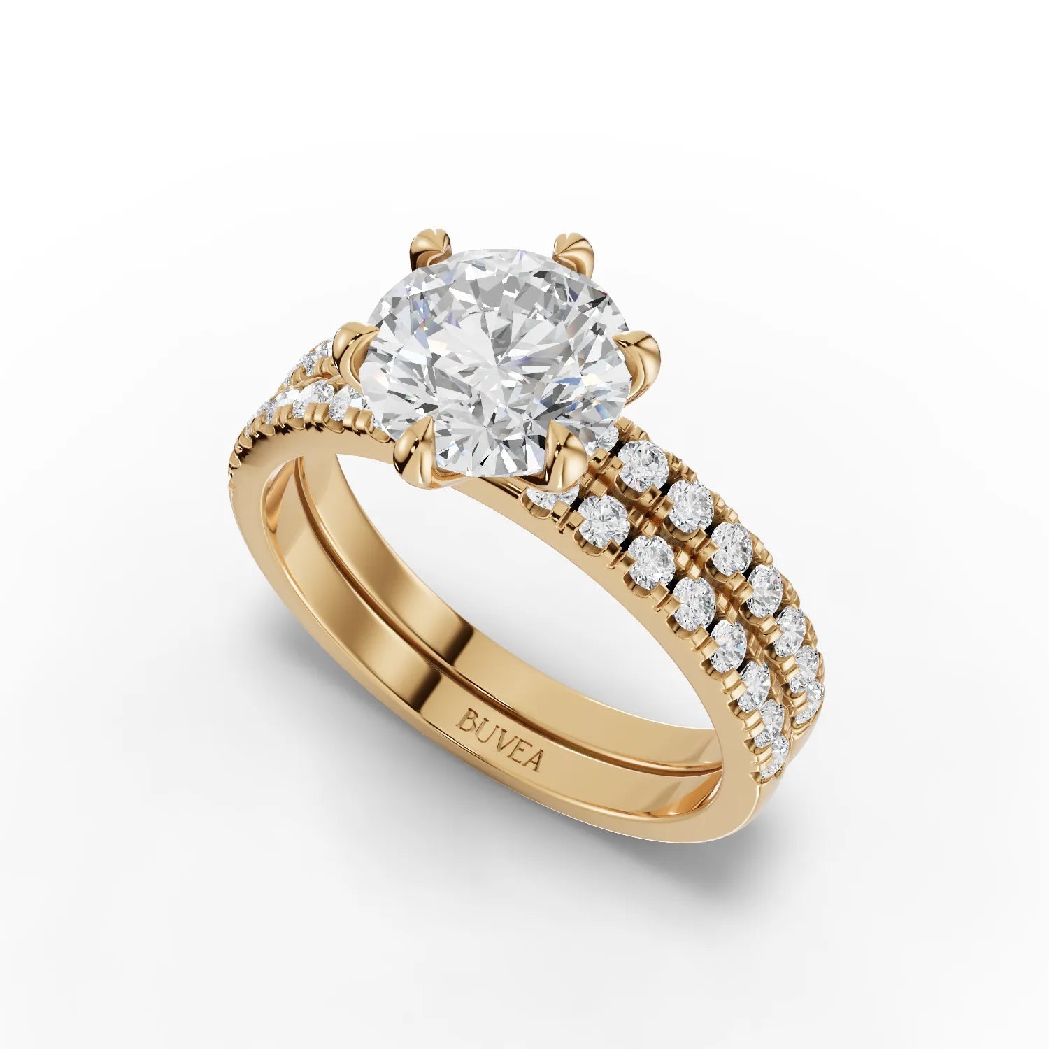 2.1CT Round Lab Diamond Premium Bridal Set Ring - Buvea Jewels