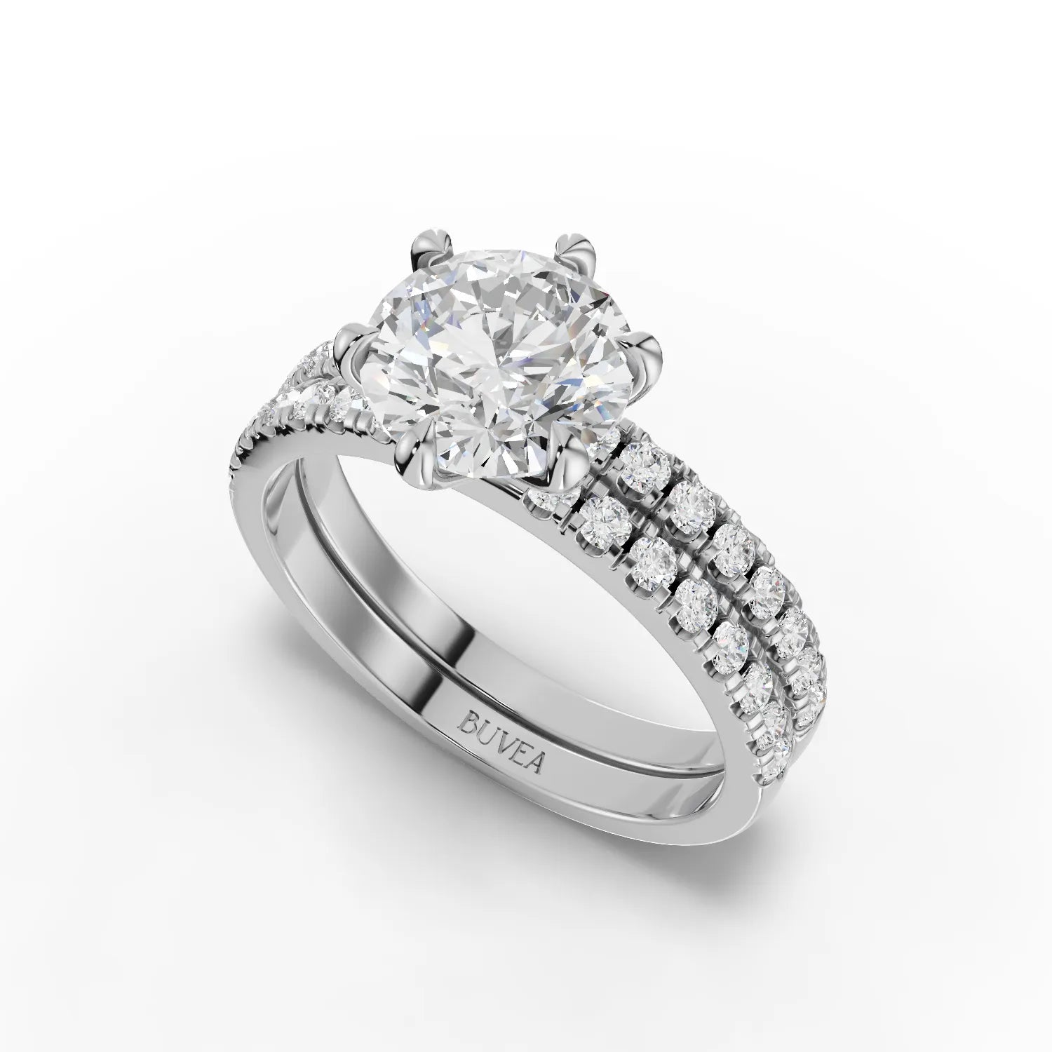 2.1CT Round Lab Diamond Premium Bridal Set Ring - Buvea Jewels