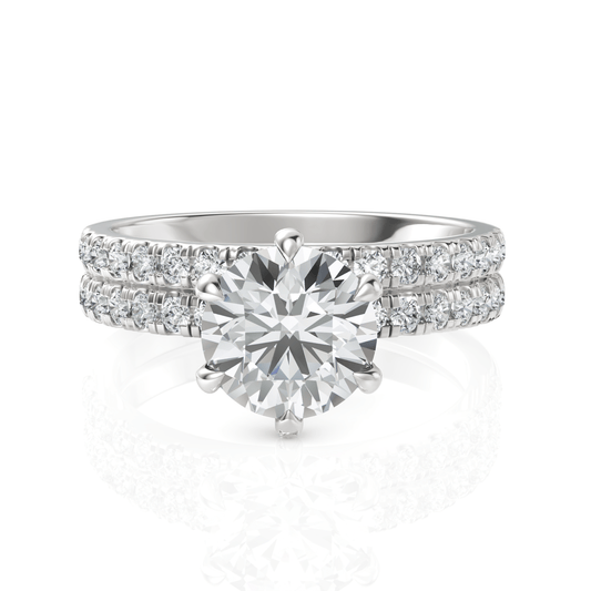 2.1CT Round Lab Diamond Premium Bridal Set Ring - Buvea Jewels