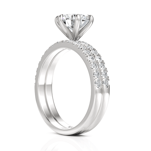 2.1CT Round Lab Diamond Premium Bridal Set Ring - Buvea Jewels