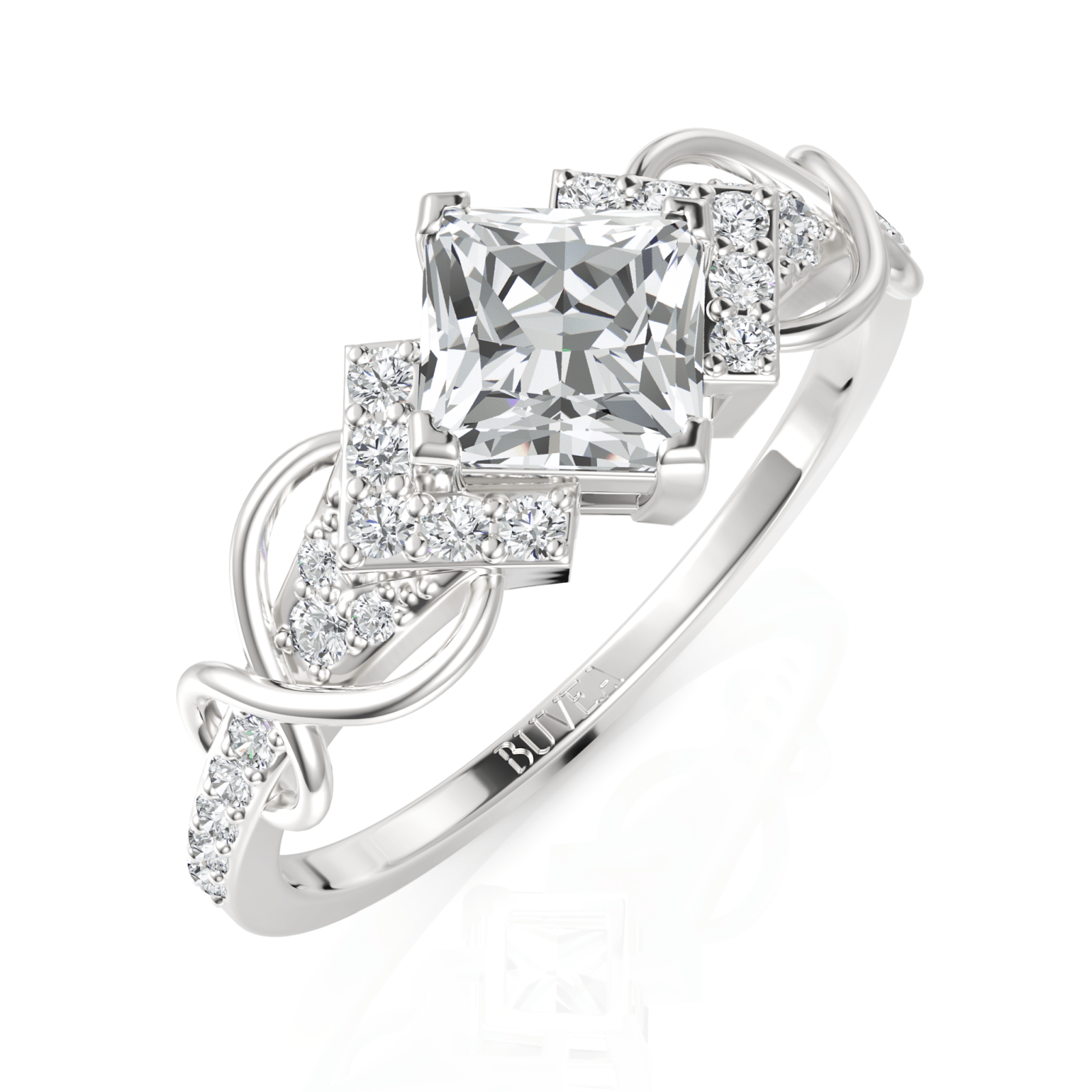 2.22CT Princess Lab Diamond Premium Infinity Engagement Ring - Buvea Jewels