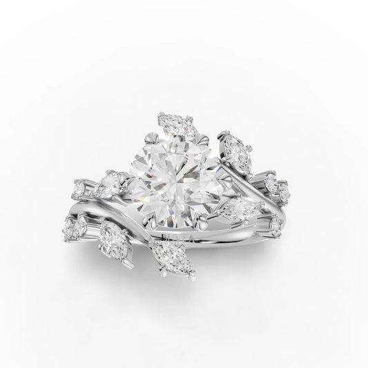 2.22CT Round Lab Diamond Premium Floral Ring - Buvea Jewels