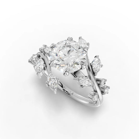 2.22CT Round Lab Diamond Premium Floral Ring - Buvea Jewels