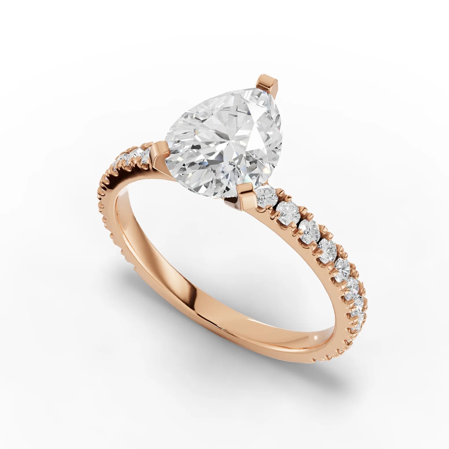 2.23CT Pear Lab Diamond Accent Engagement Ring - Buvea Jewels