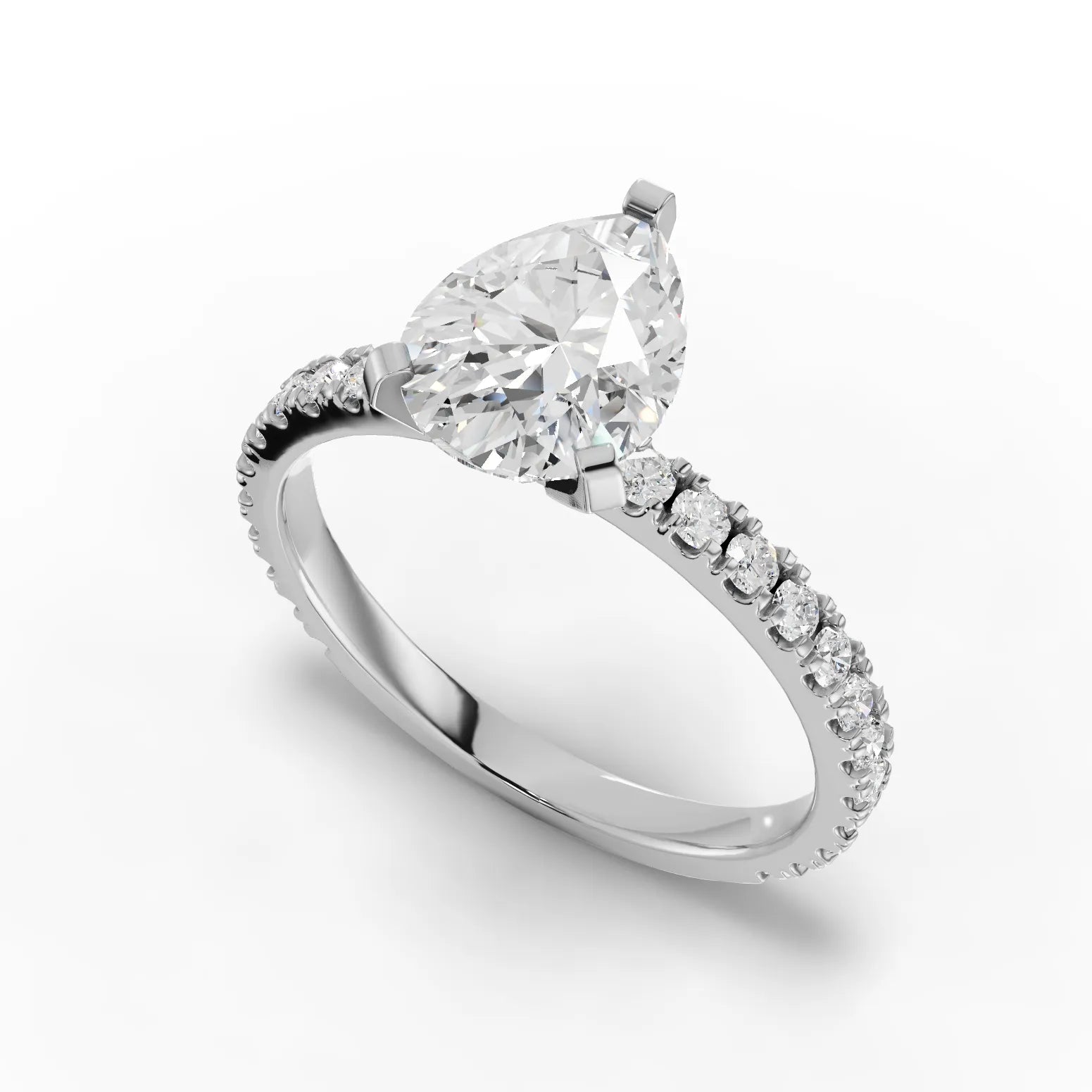 2.23CT Pear Lab Diamond Accent Engagement Ring - Buvea Jewels