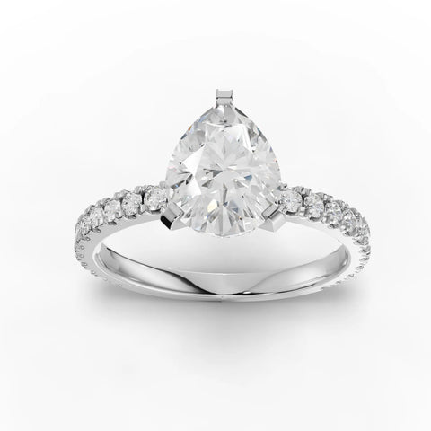 2.23CT Pear Lab Diamond Accent Engagement Ring - Buvea Jewels