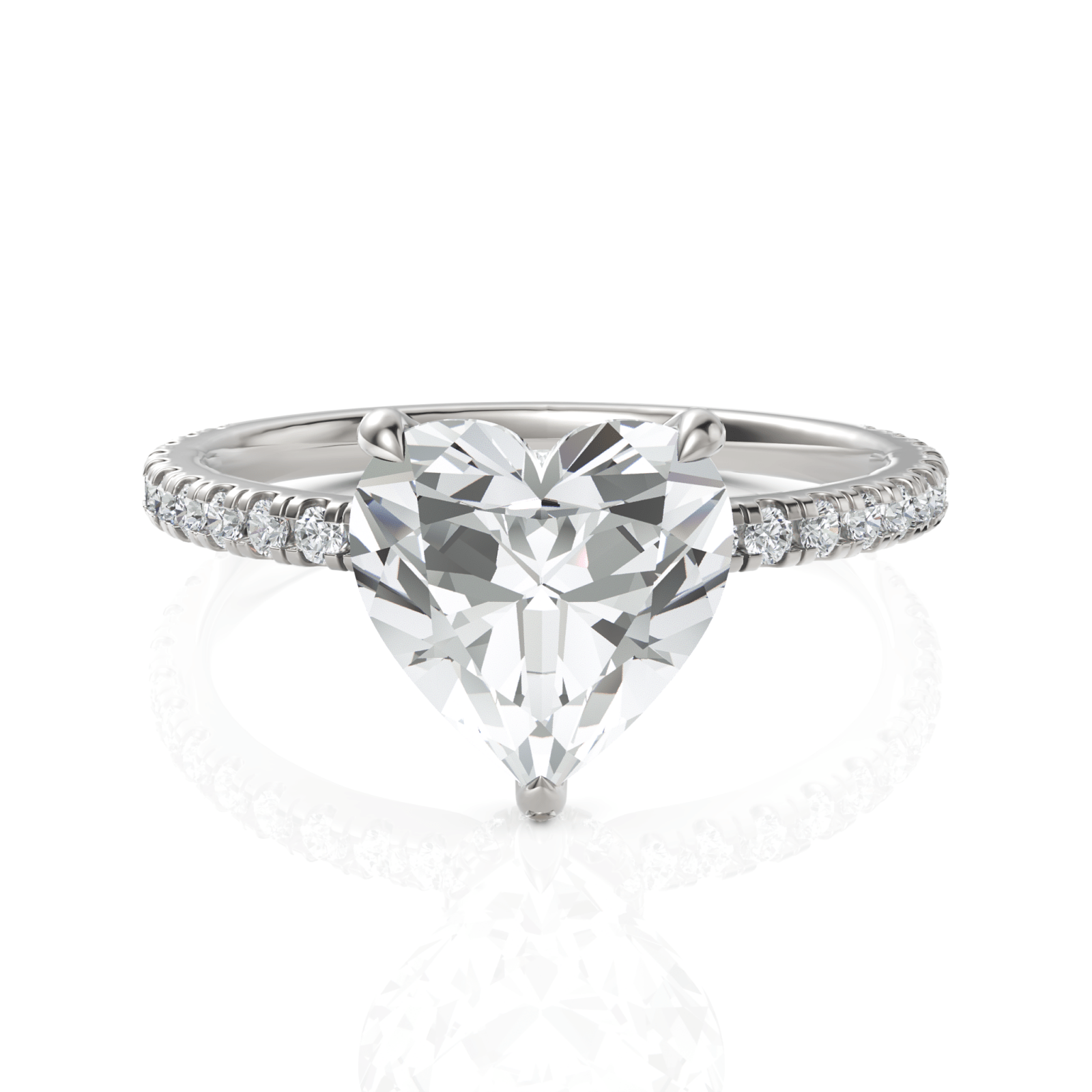 2.29CT Heart Lab Diamond Hidden Halo Accent Engagement Ring - Buvea Jewels