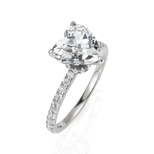 2.29CT Heart Lab Diamond Hidden Halo Accent Engagement Ring - Buvea Jewels