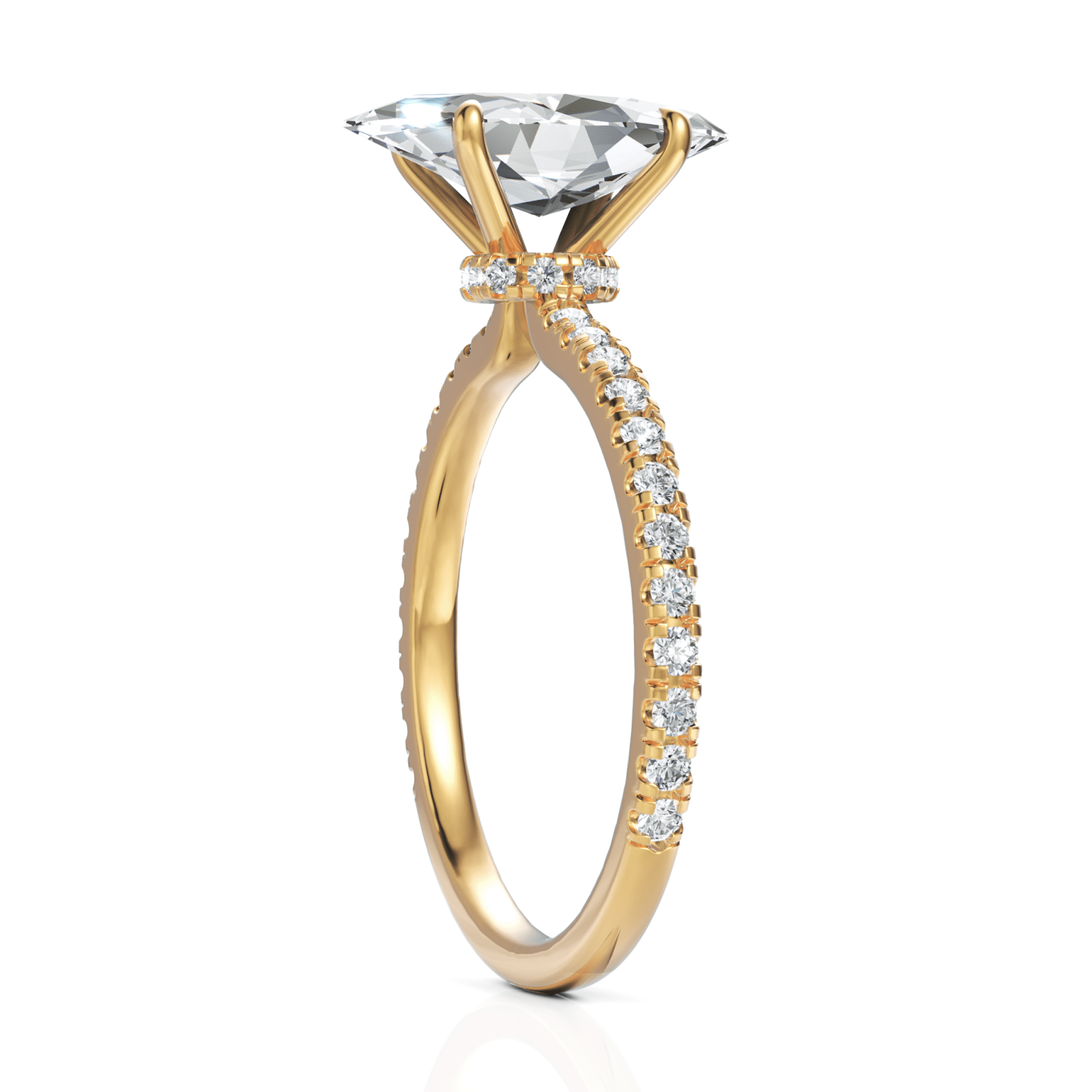 2.29CT Marquise Lab Diamond Hidden Halo Accent Engagement Ring - Buvea Jewels