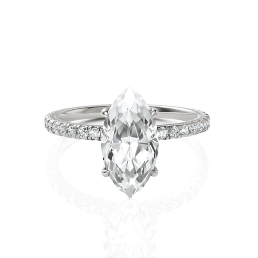 2.29CT Marquise Lab Diamond Hidden Halo Accent Engagement Ring - Buvea Jewels