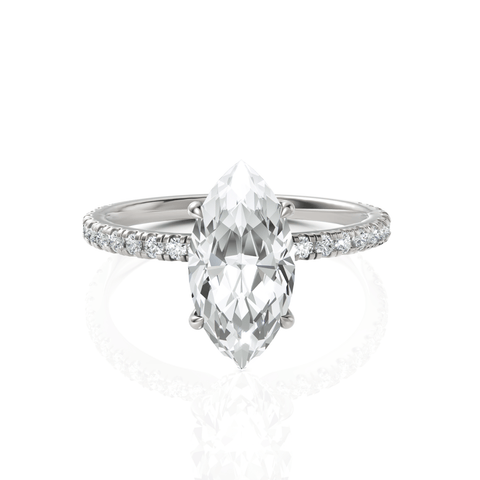 2.29CT Marquise Lab Diamond Hidden Halo Accent Engagement Ring - Buvea Jewels