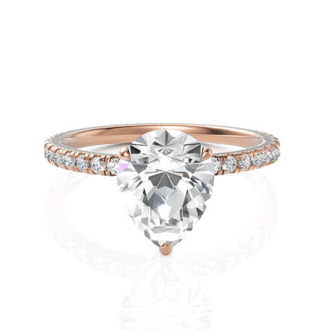 2.29CT Pear Lab Diamond Hidden Halo Accent Engagement Ring - Buvea Jewels