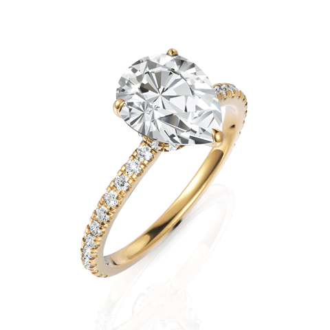 2.29CT Pear Lab Diamond Hidden Halo Accent Engagement Ring - Buvea Jewels