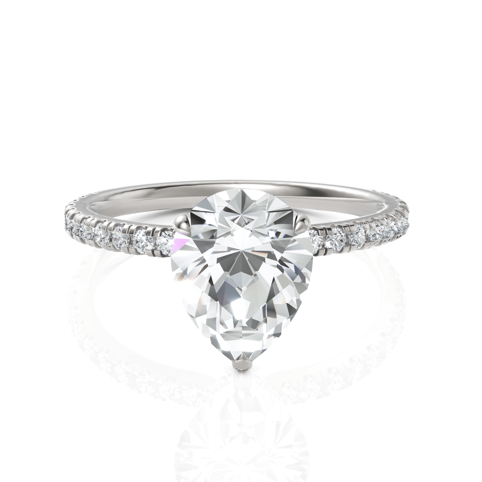 2.29CT Pear Lab Diamond Hidden Halo Accent Engagement Ring - Buvea Jewels