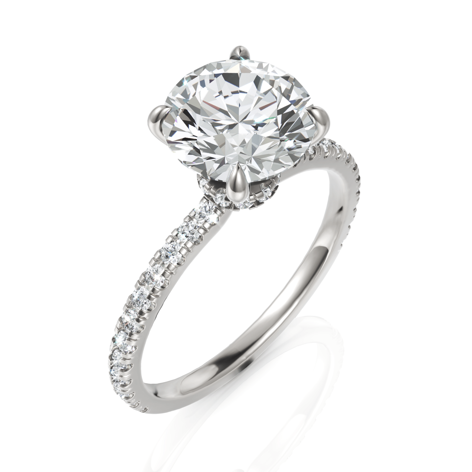 2.29CT Round Lab Diamond Hidden Halo Accent Engagement Ring - Buvea Jewels