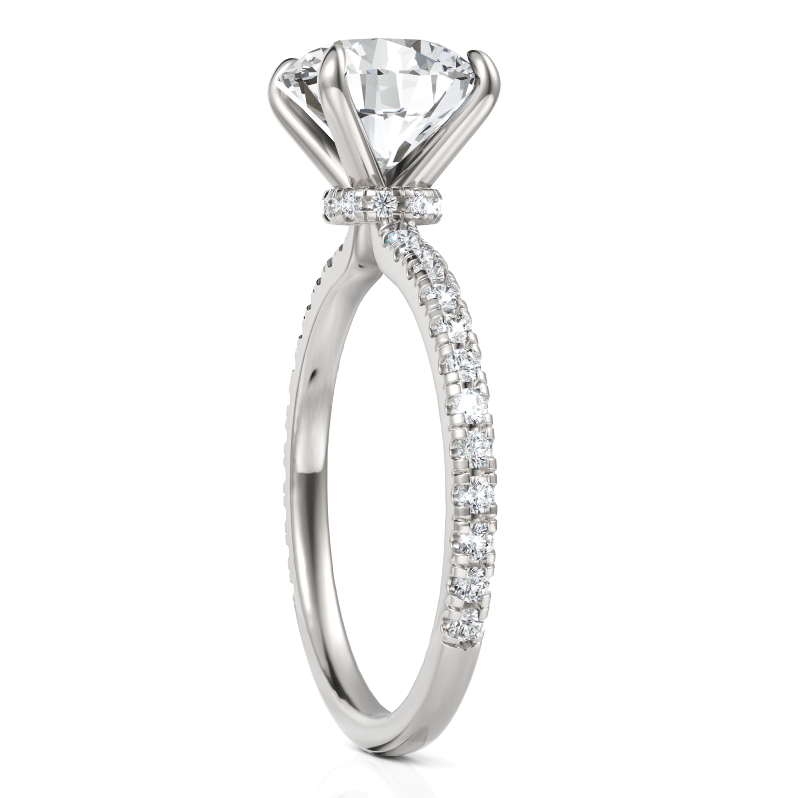 2.29CT Round Lab Diamond Hidden Halo Accent Engagement Ring - Buvea Jewels