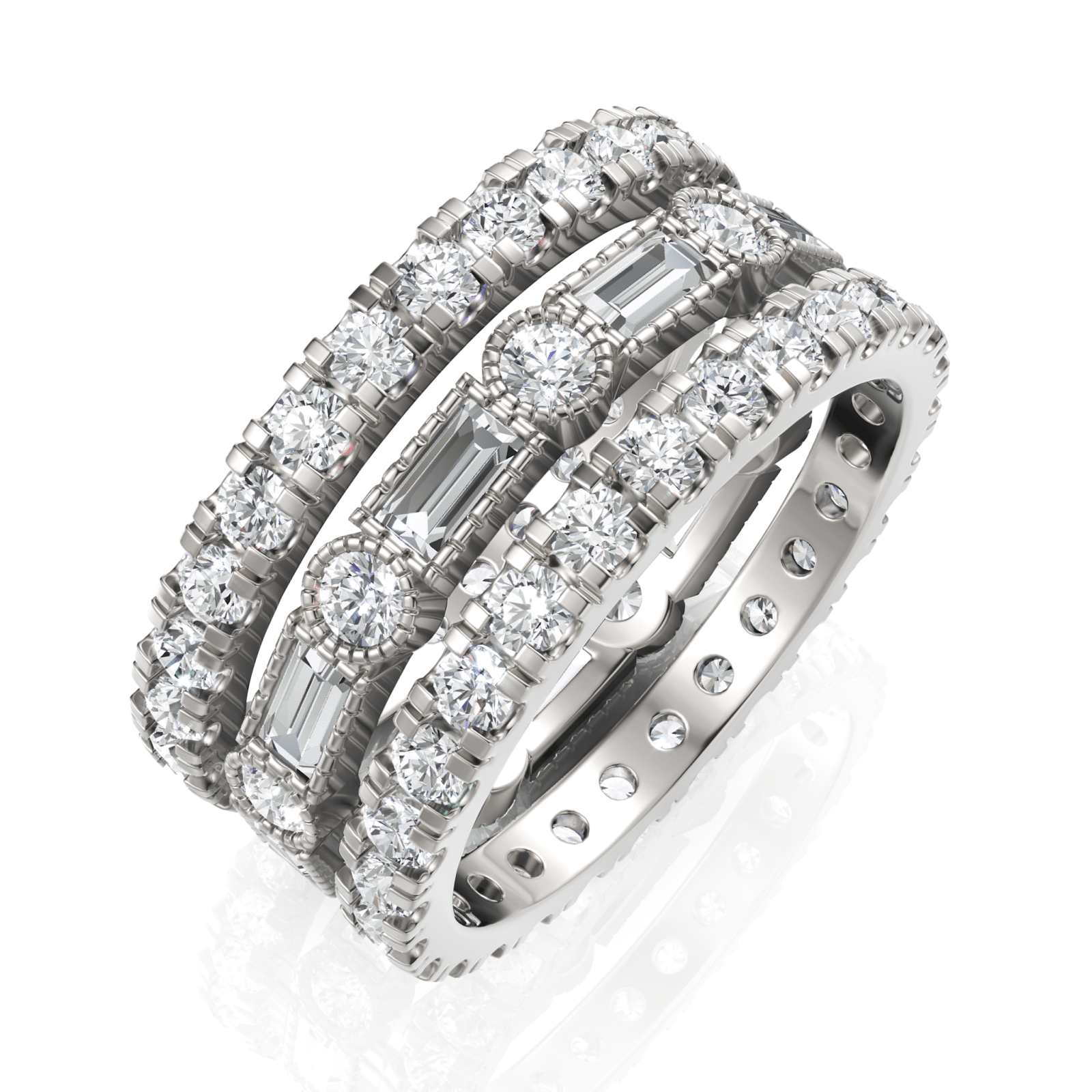 2.3CT Baguette Round Lab Diamond Bridal Set Ring - Buvea Jewels