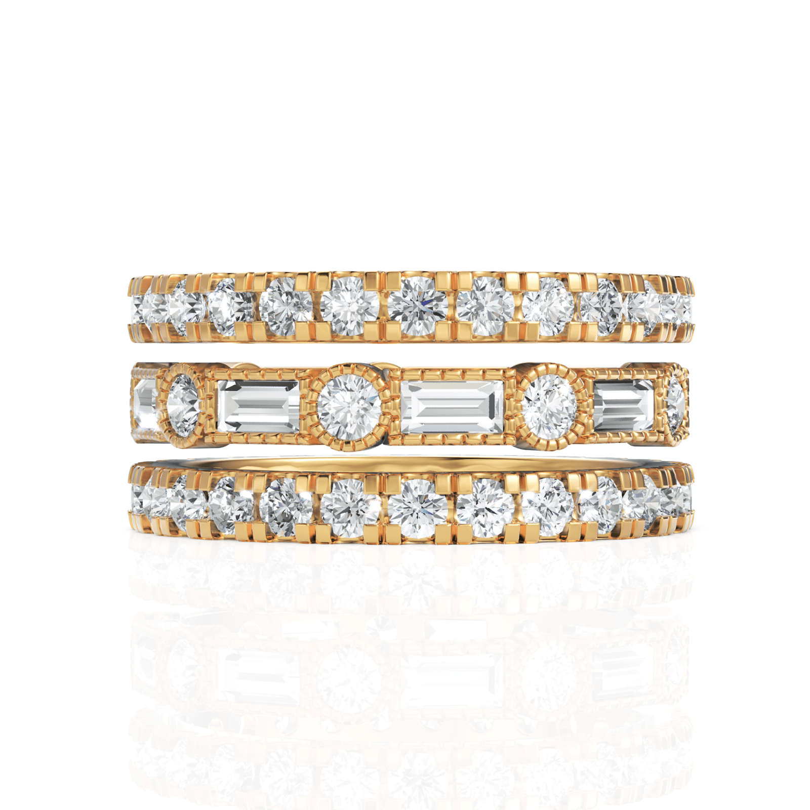 2.3CT Baguette Round Lab Diamond Bridal Set Ring - Buvea Jewels