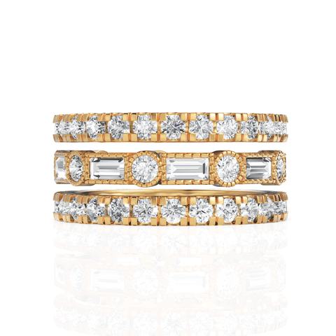 2.3CT Baguette Round Lab Diamond Bridal Set Ring - Buvea Jewels