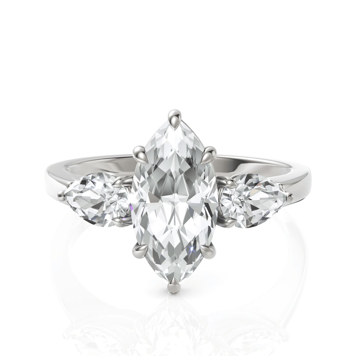 2.3CT Marquise Lab Diamond Three Stone Engagement Ring - Buvea Jewels