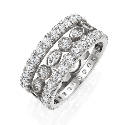 2.3CT Round Lab Diamond Full Eternity Bridal Set Ring - Buvea Jewels