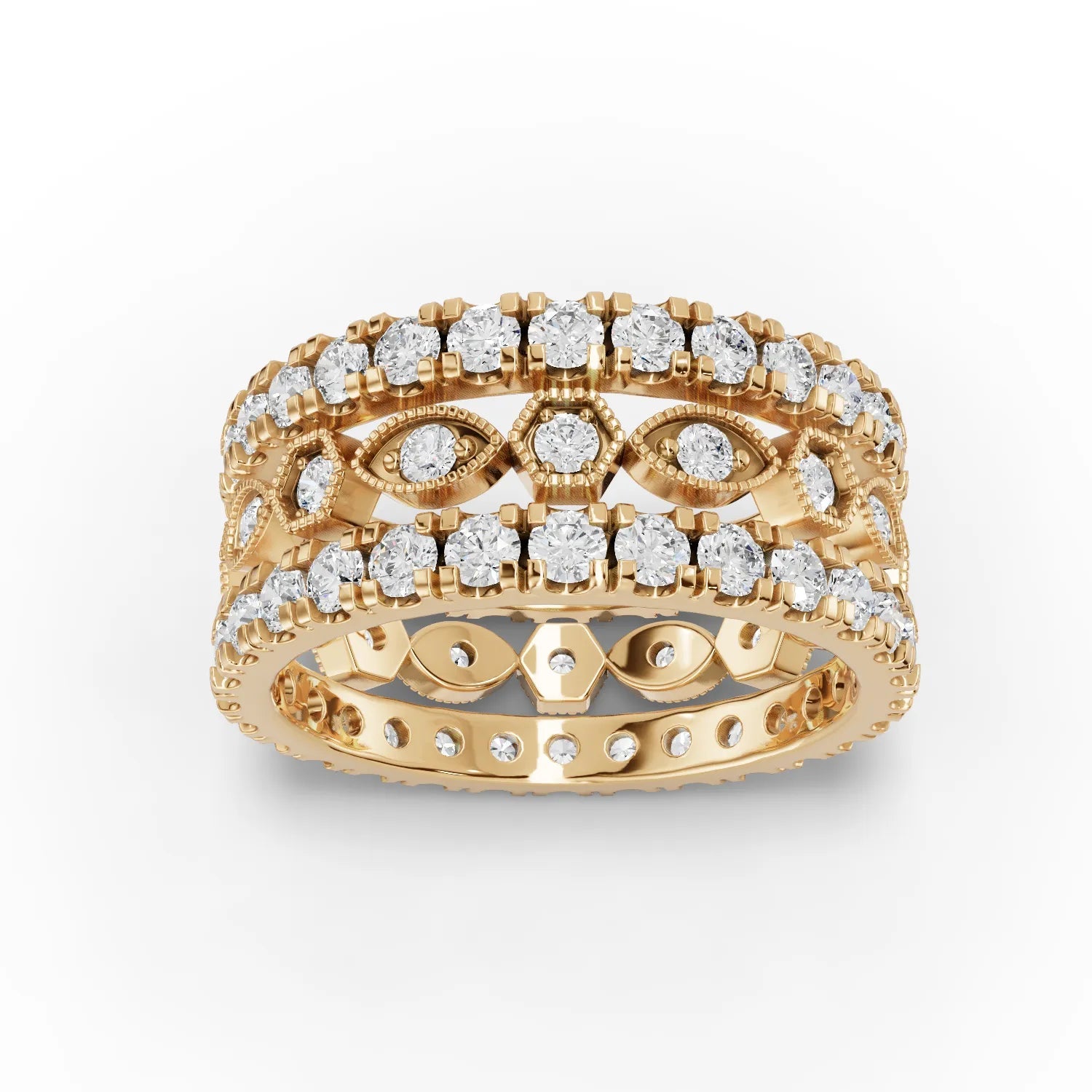 2.3CT Round Lab Diamond Full Eternity Bridal Set Ring - Buvea Jewels