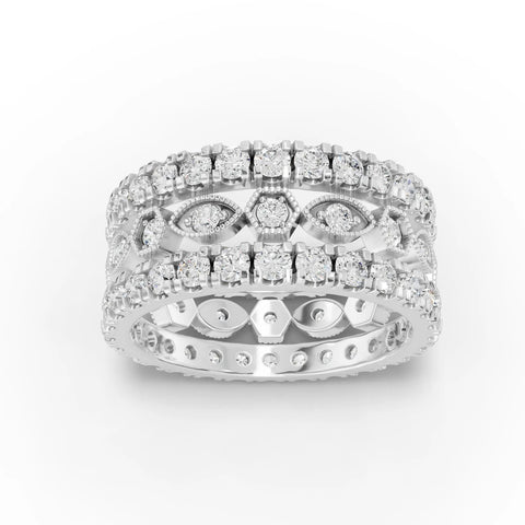 2.3CT Round Lab Diamond Full Eternity Bridal Set Ring - Buvea Jewels