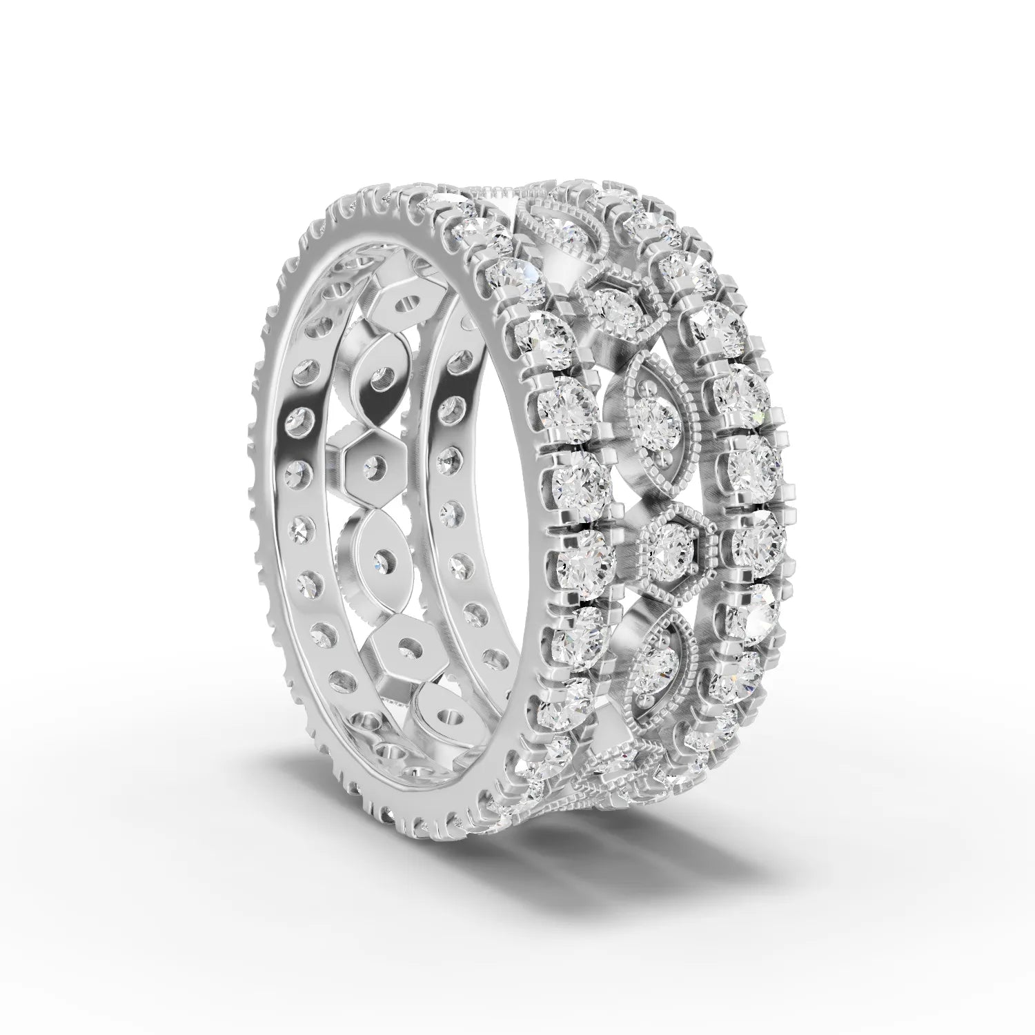2.3CT Round Lab Diamond Full Eternity Bridal Set Ring - Buvea Jewels