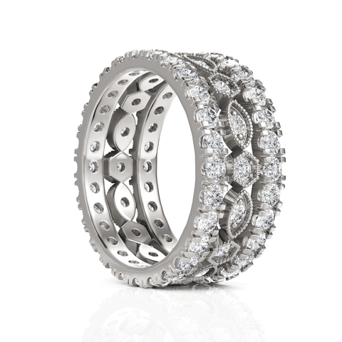 2.3CT Round Lab Diamond Full Eternity Bridal Set Ring - Buvea Jewels