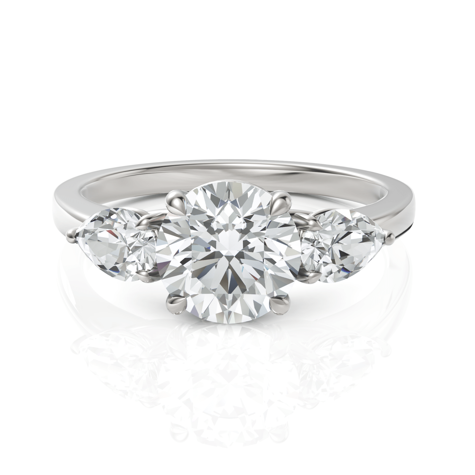 2.3CT Round Lab Diamond Three Stone Engagement Ring - Buvea Jewels