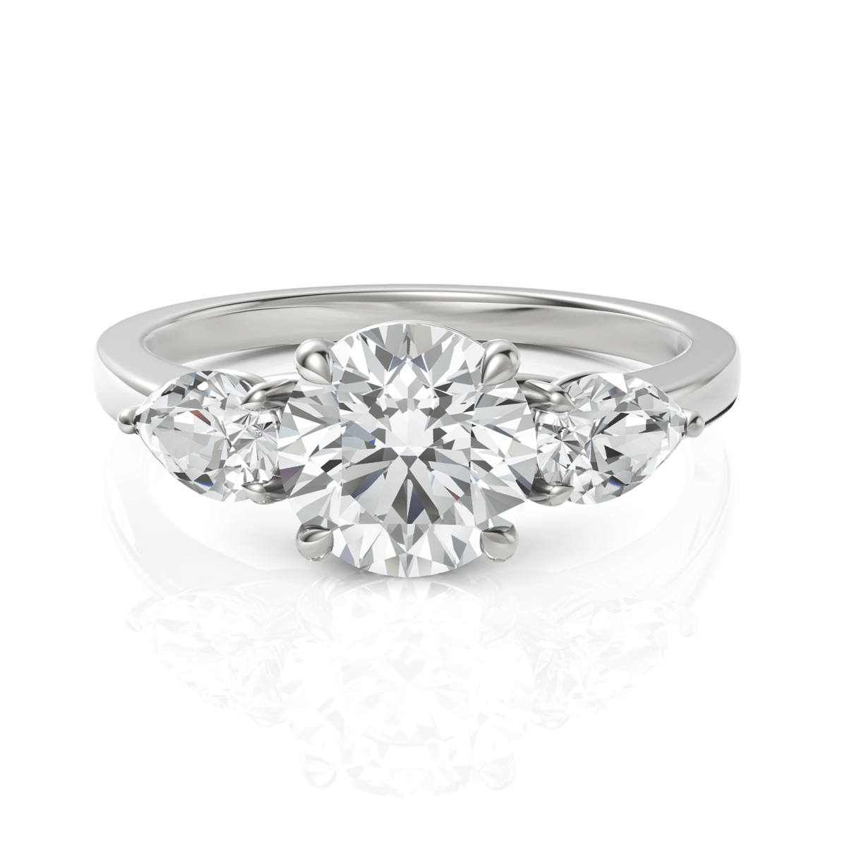 2.3CT Round Lab Diamond Three Stone Engagement Ring - Buvea Jewels