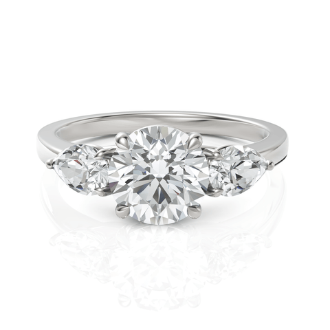 2.3CT Round Lab Diamond Three Stone Engagement Ring - Buvea Jewels