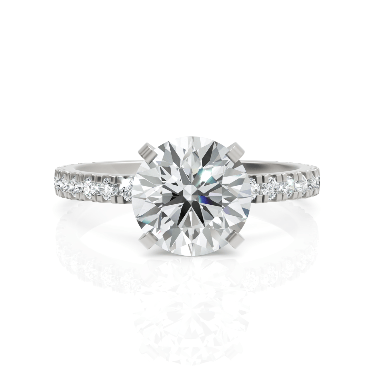 2.43CT Round Lab Diamond Accent Engagement Ring - Buvea Jewels