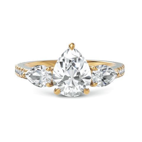 2.52CT Pear Lab Diamond Accent Three Stone Engagement Ring - Buvea Jewels