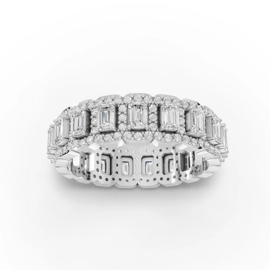 2.58CT Emerald Lab Diamond Halo Eternity Premium Fashion Ring - Buvea Jewels
