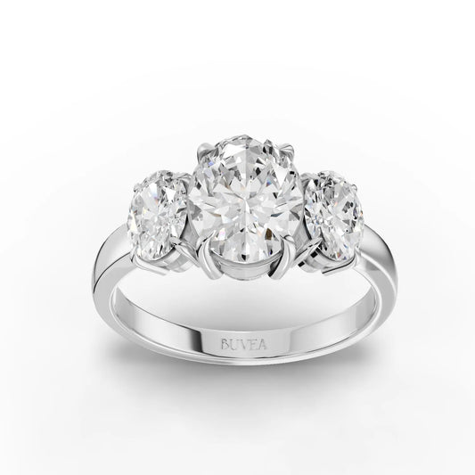2.5CT Oval Lab Diamond Three Stone Premium Engagement Ring - Buvea Jewels