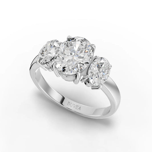 2.5CT Oval Lab Diamond Three Stone Premium Engagement Ring - Buvea Jewels