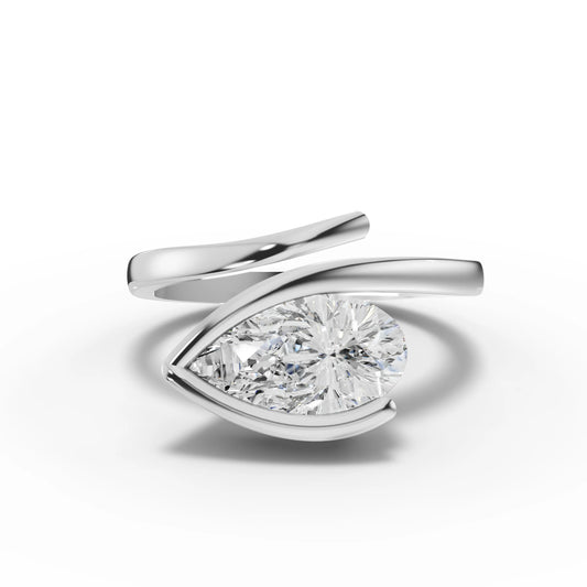 2.5CT Pear Lab Diamond Premium Solitaire Engagement Ring - Buvea Jewels