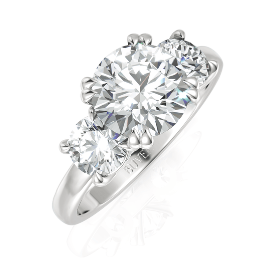 2.5CT Round Lab Diamond Premium Three Stone Engagement Ring - Buvea Jewels