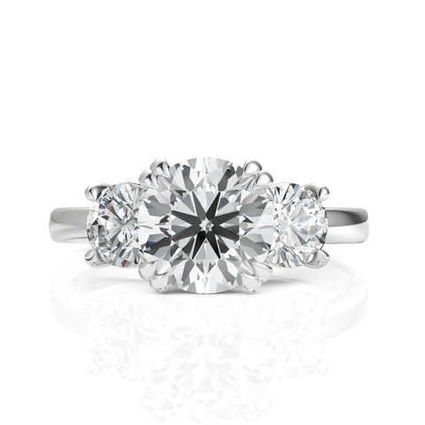 2.5CT Round Lab Diamond Premium Three Stone Engagement Ring - Buvea Jewels