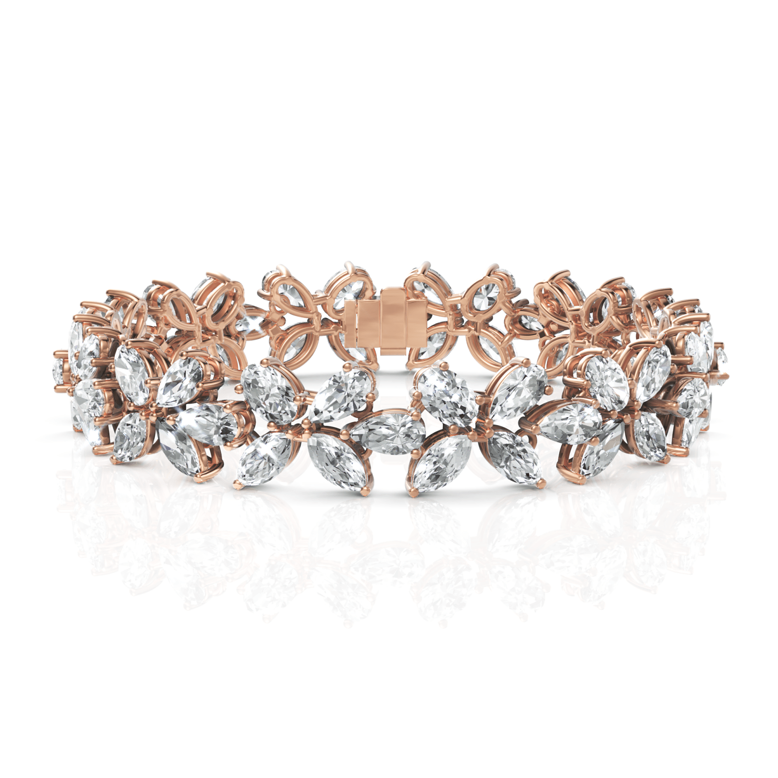 26.4CT Mix Cut Lab Diamond Floral Vintage Bracelet - Buvea Jewels